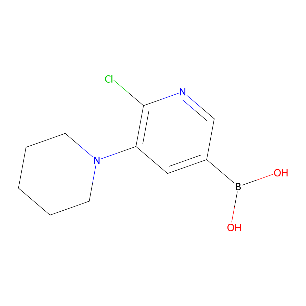 6-Chloro-5-(piperidino)pyridine-3-boronic acid molecular structure, CAS 2225155-21-3