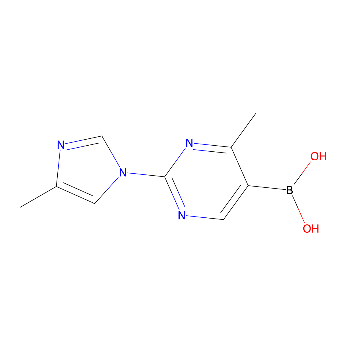 (4-Methyl-2-(4-methyl-1H-imidazol-1-yl)pyrimidin-5-yl)boronic acid molecular structure, CAS 2225155-23-5