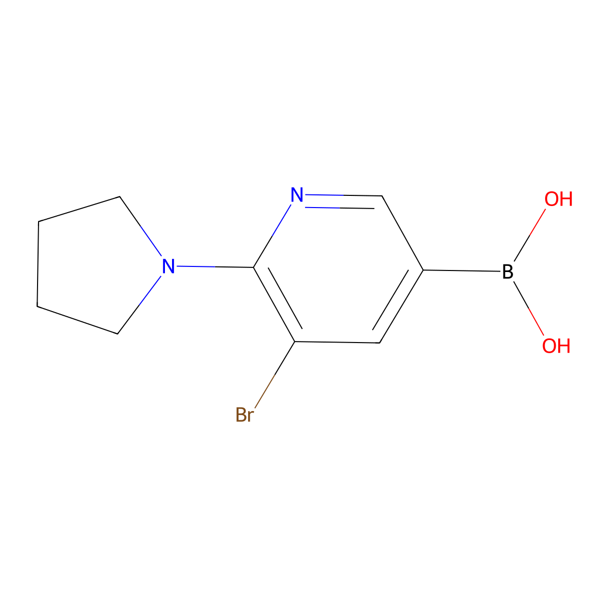 (5-Bromo-6-(pyrrolidin-1-yl)pyridin-3-yl)boronic acid molecular structure, CAS 2225155-24-6