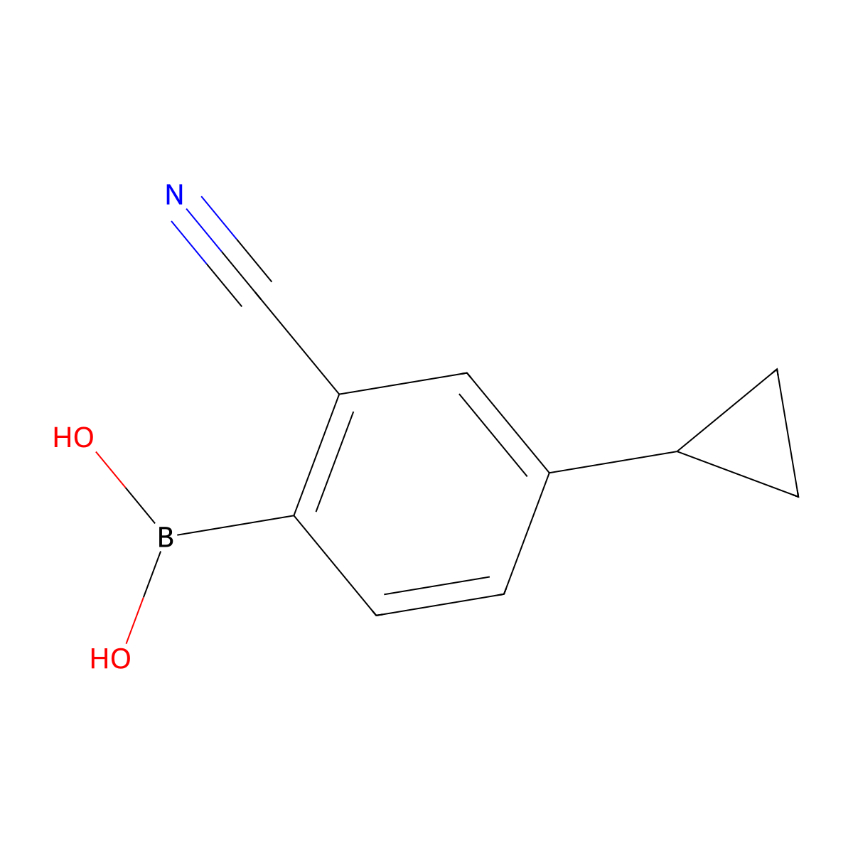 (2-Cyano-4-cyclopropylphenyl)boronic acid molecular structure, CAS 2225155-25-7
