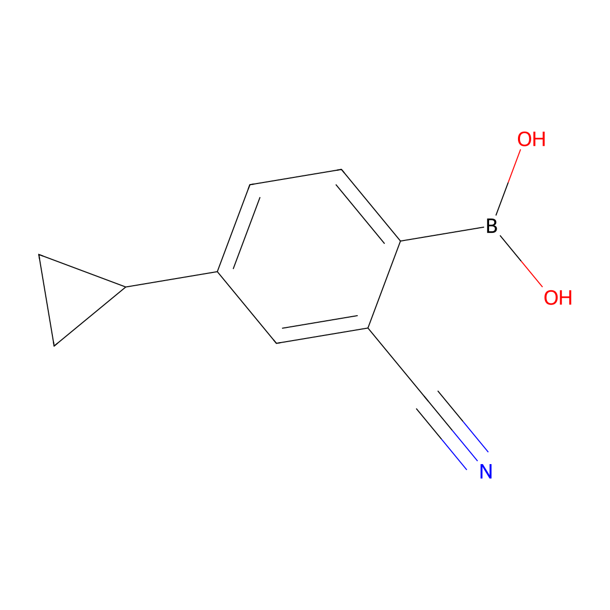 (2-Cyano-4-cyclopropylphenyl)boronic acid molecular structure, CAS 2225155-25-7