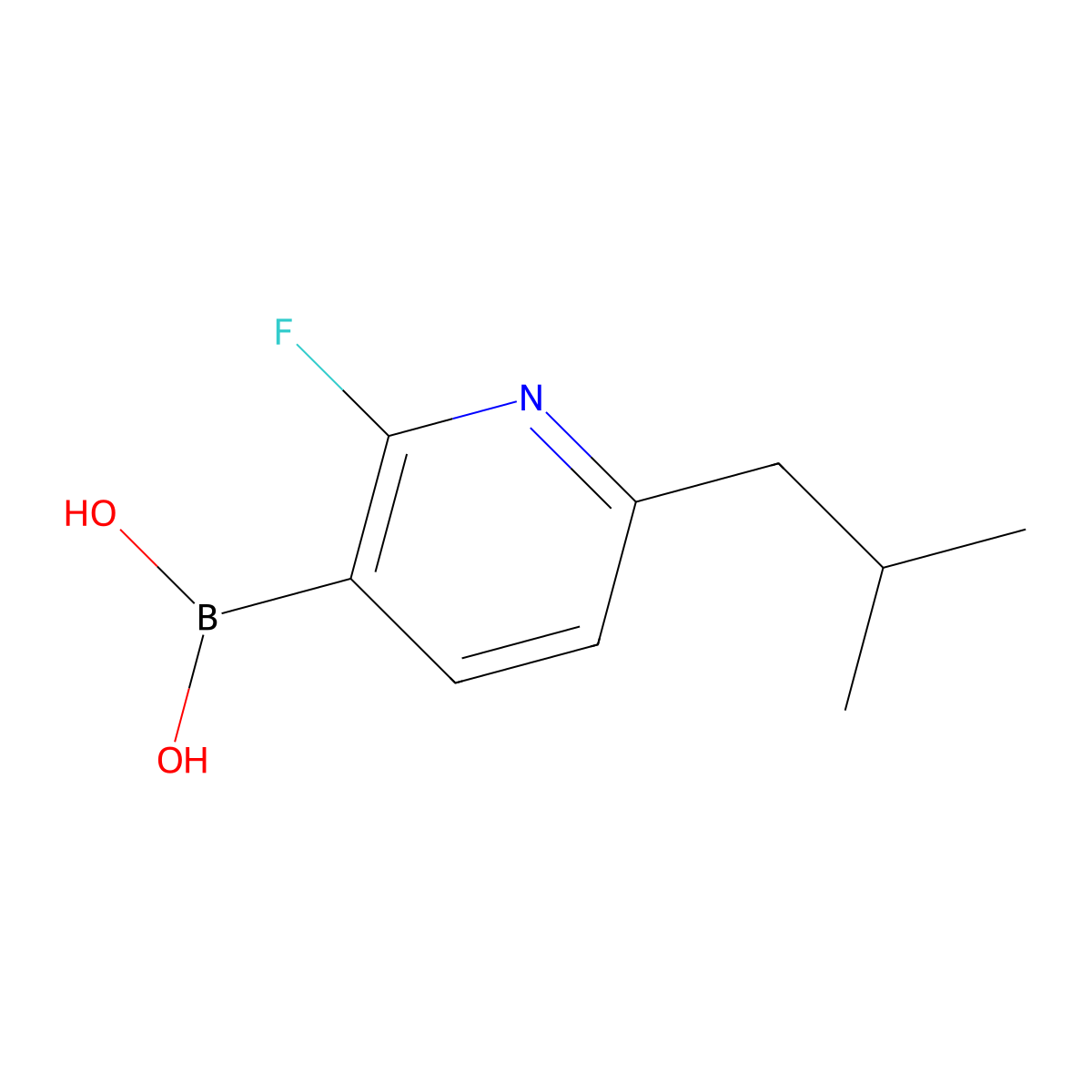 (2-Fluoro-6-isobutylpyridin-3-yl)boronic acid molecular structure, CAS 2225155-27-9