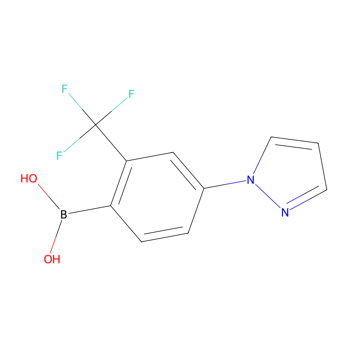 (4-(1H-Pyrazol-1-yl)-2-(trifluoromethyl)phenyl)boronic acid molecular structure, CAS 2225155-29-1