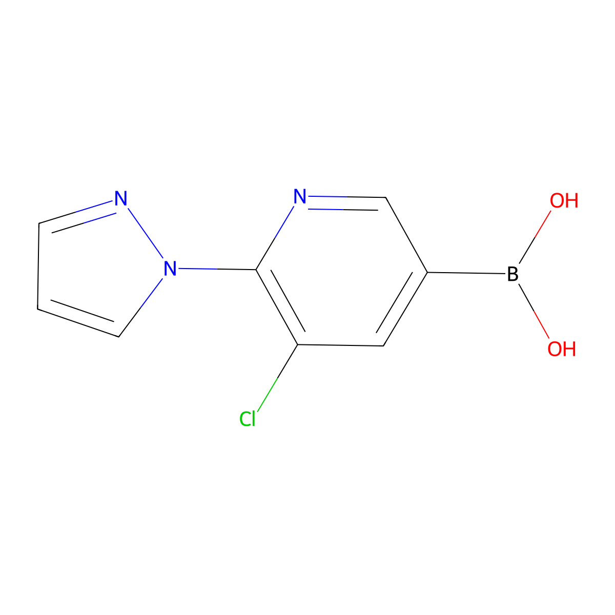 (5-Chloro-6-(1H-pyrazol-1-yl)pyridin-3-yl)boronic acid molecular structure, CAS 2225155-30-4