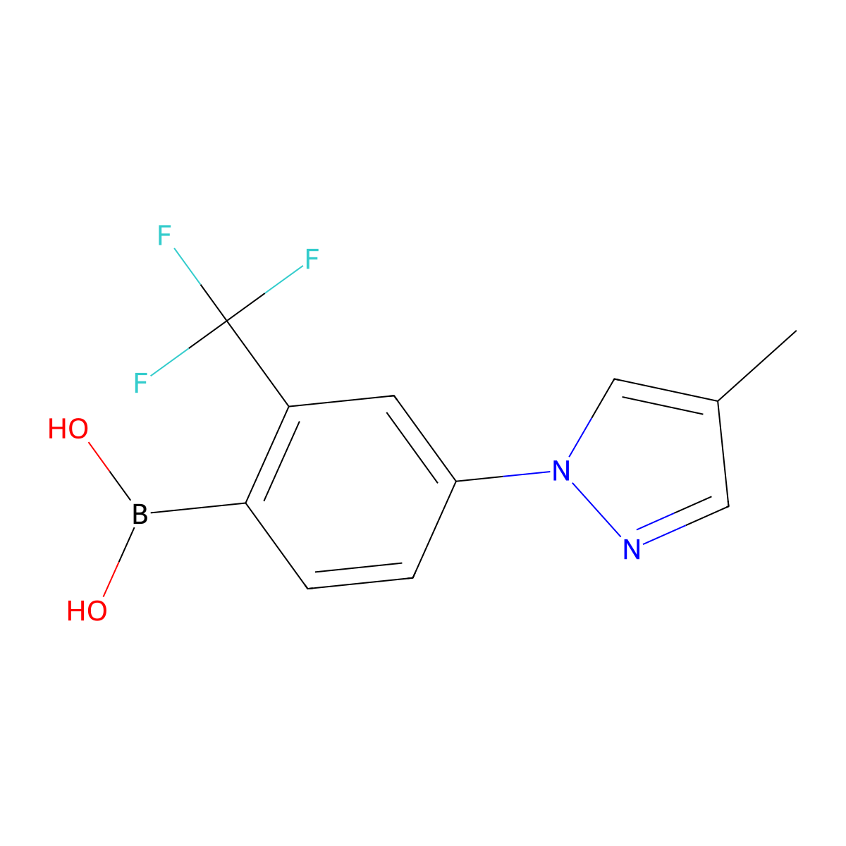 (4-(4-Methyl-1H-pyrazol-1-yl)-2-(trifluoromethyl)phenyl)boronic acid molecular structure, CAS 2225155-32-6