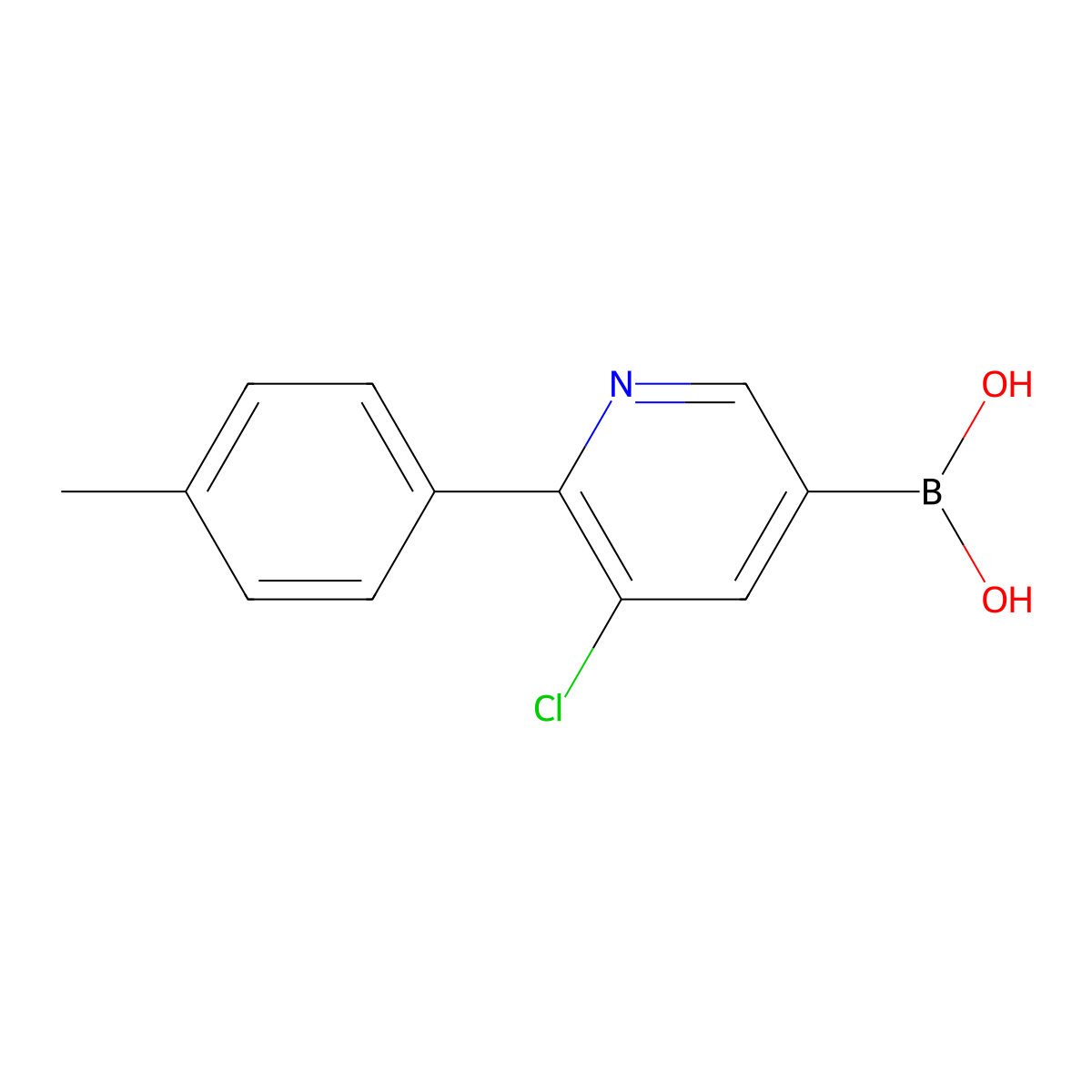 (5-Chloro-6-(p-tolyl)pyridin-3-yl)boronic acid molecular structure, CAS 2225155-38-2