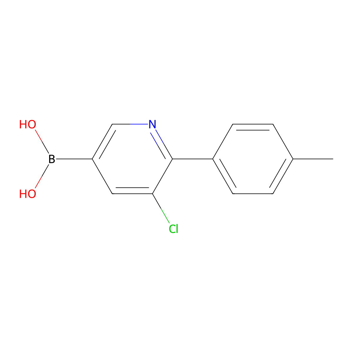 (5-Chloro-6-(p-tolyl)pyridin-3-yl)boronic acid molecular structure, CAS 2225155-38-2