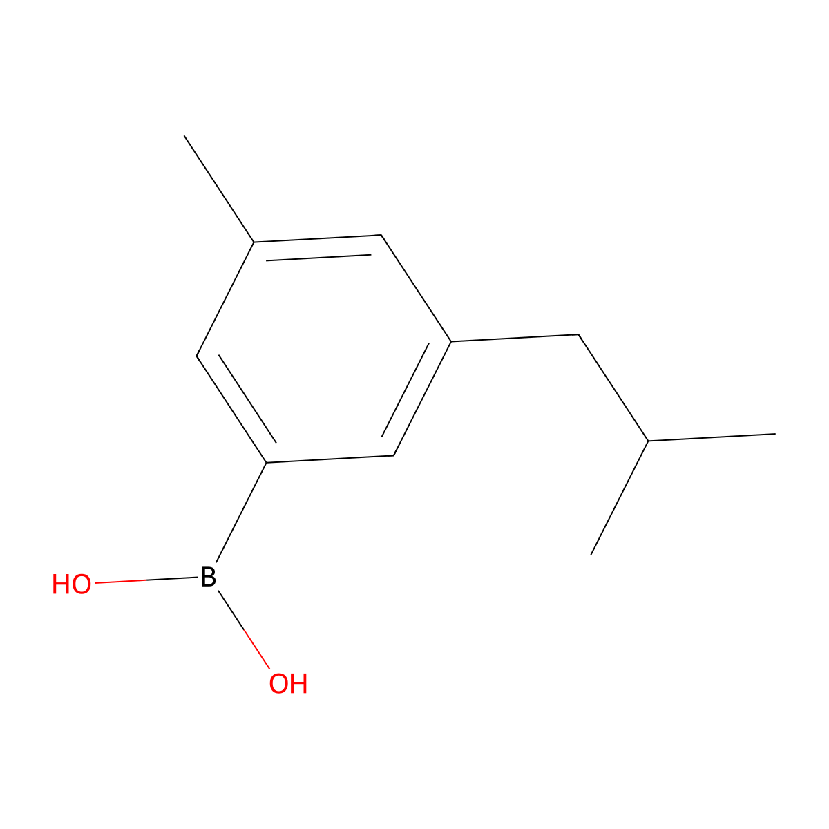 (3-Isobutyl-5-methylphenyl)boronic acid molecular structure, CAS 2225155-45-1