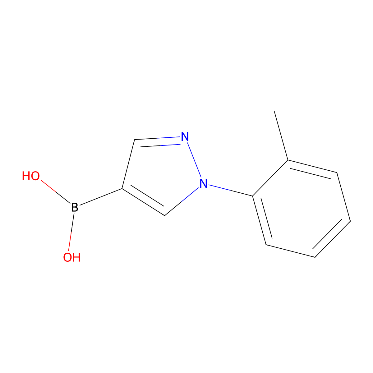 (1-(o-Tolyl)-1H-pyrazol-4-yl)boronic acid molecular structure, CAS 2225155-51-9