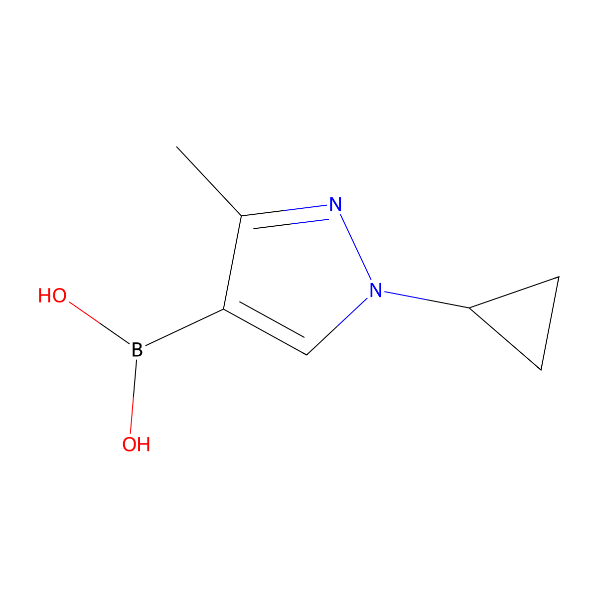 (1-Cyclopropyl-3-methyl-1H-pyrazol-4-yl)boronic acid molecular structure, CAS 2225155-56-4