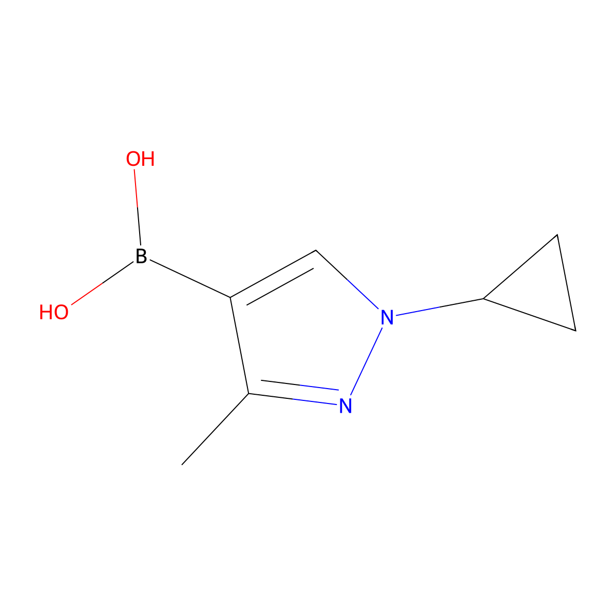 (1-Cyclopropyl-3-methyl-1H-pyrazol-4-yl)boronic acid molecular structure, CAS 2225155-56-4