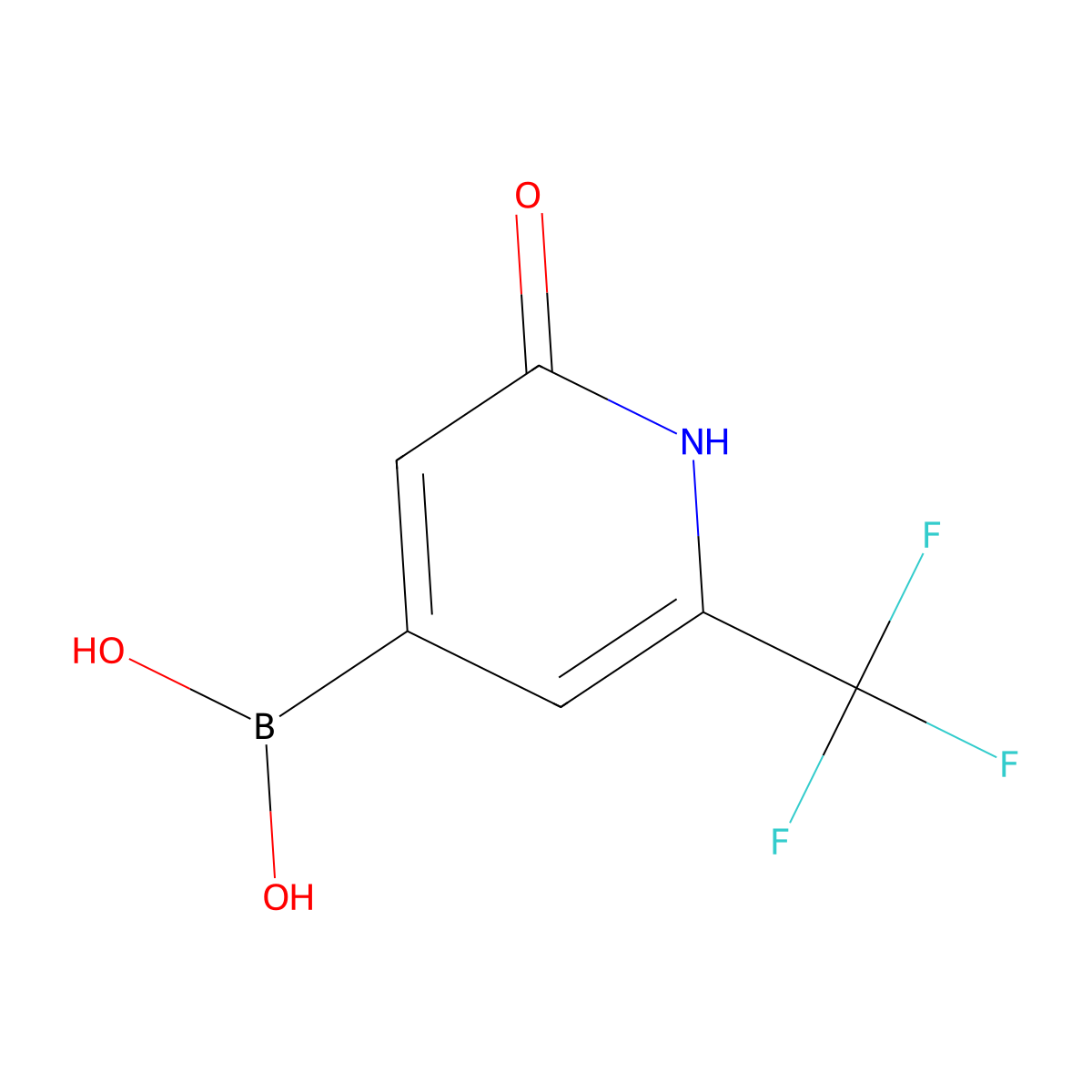 (2-Hydroxy-6-(trifluoromethyl)pyridin-4-yl)boronic acid molecular structure, CAS 2225155-71-3