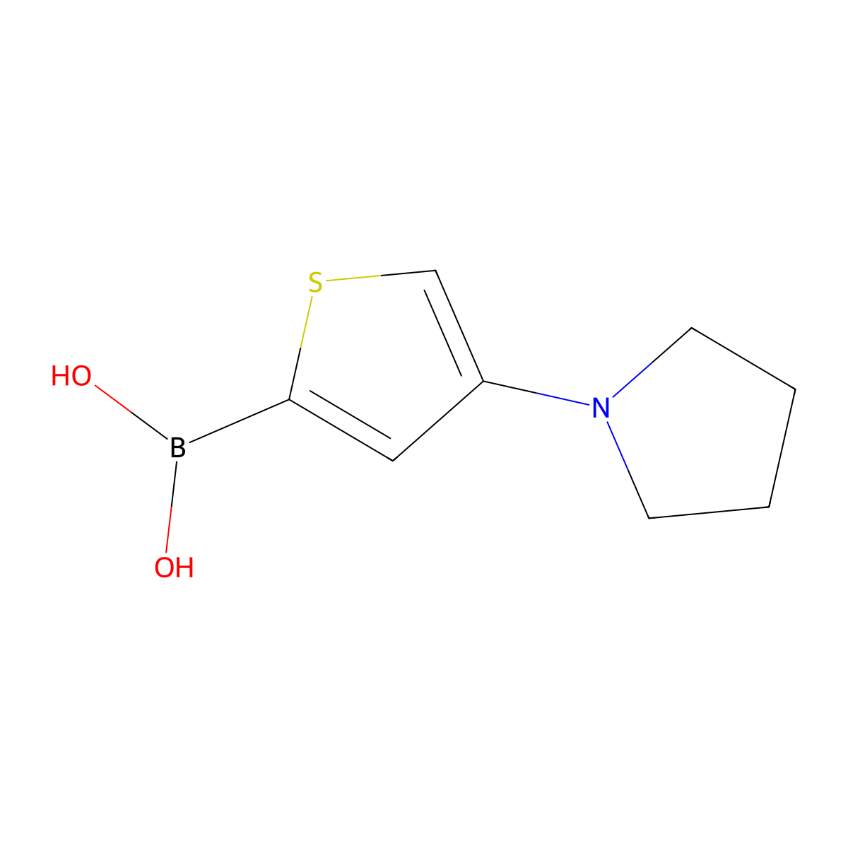(4-(Pyrrolidin-1-yl)thiophen-2-yl)boronic acid molecular structure, CAS 2225155-78-0