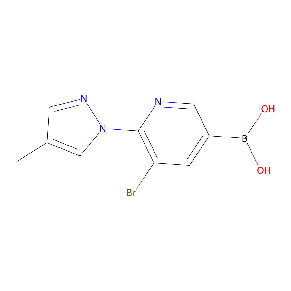 (5-Bromo-6-(4-methyl-1H-pyrazol-1-yl)pyridin-3-yl)boronic acid molecular structure, CAS 2225155-79-1