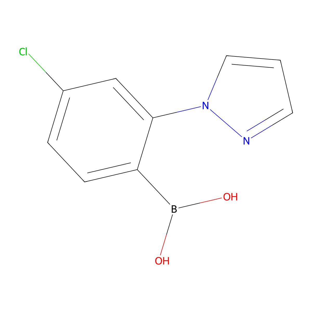 (4-Chloro-2-(1H-pyrazol-1-yl)phenyl)boronic acid molecular structure, CAS 2225155-80-4