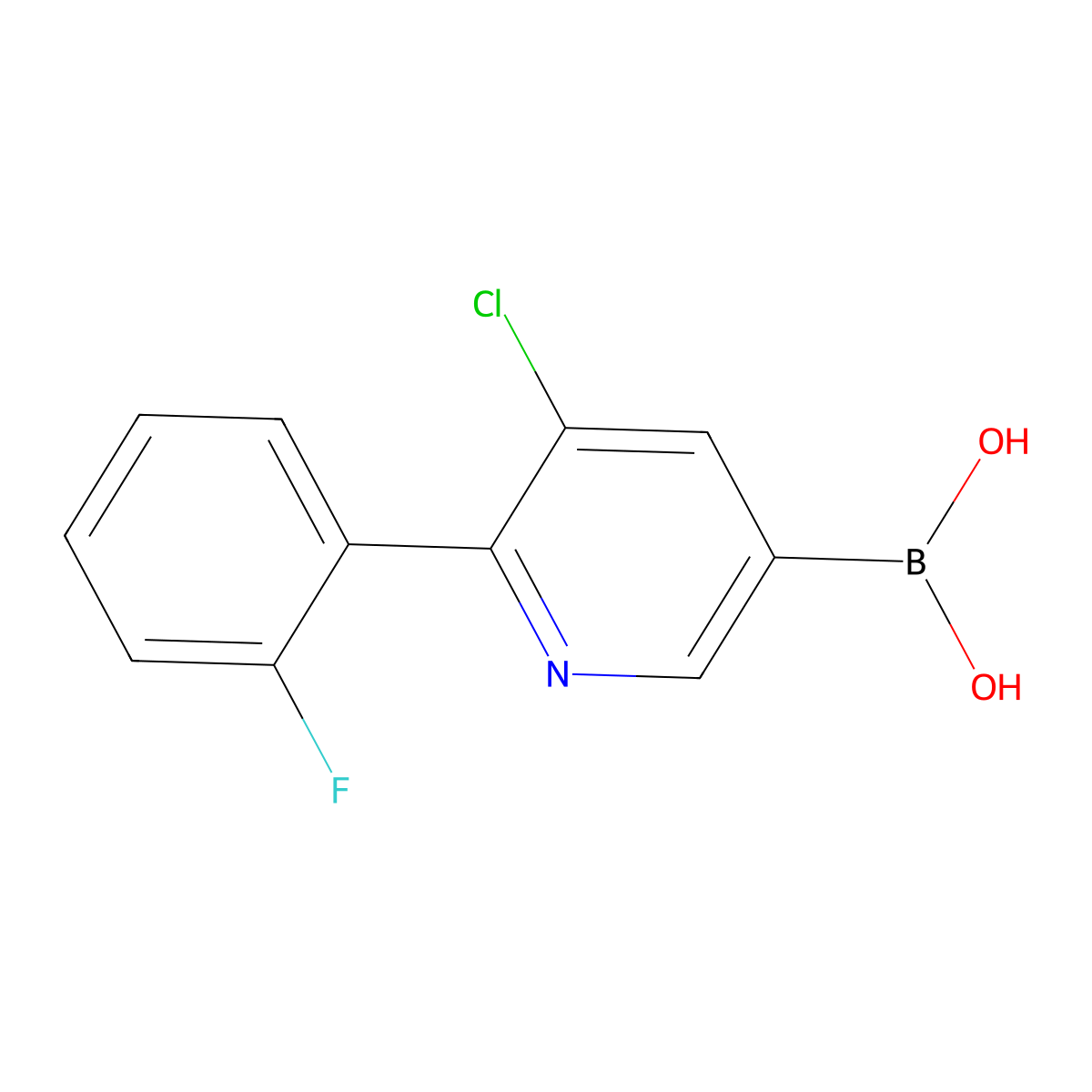 (5-Chloro-6-(2-fluorophenyl)pyridin-3-yl)boronic acid molecular structure, CAS 2225155-82-6