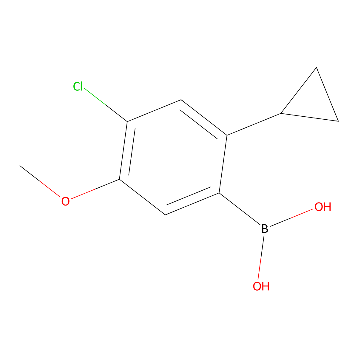 (4-Chloro-2-cyclopropyl-5-methoxyphenyl)boronic acid molecular structure, CAS 2225155-83-7