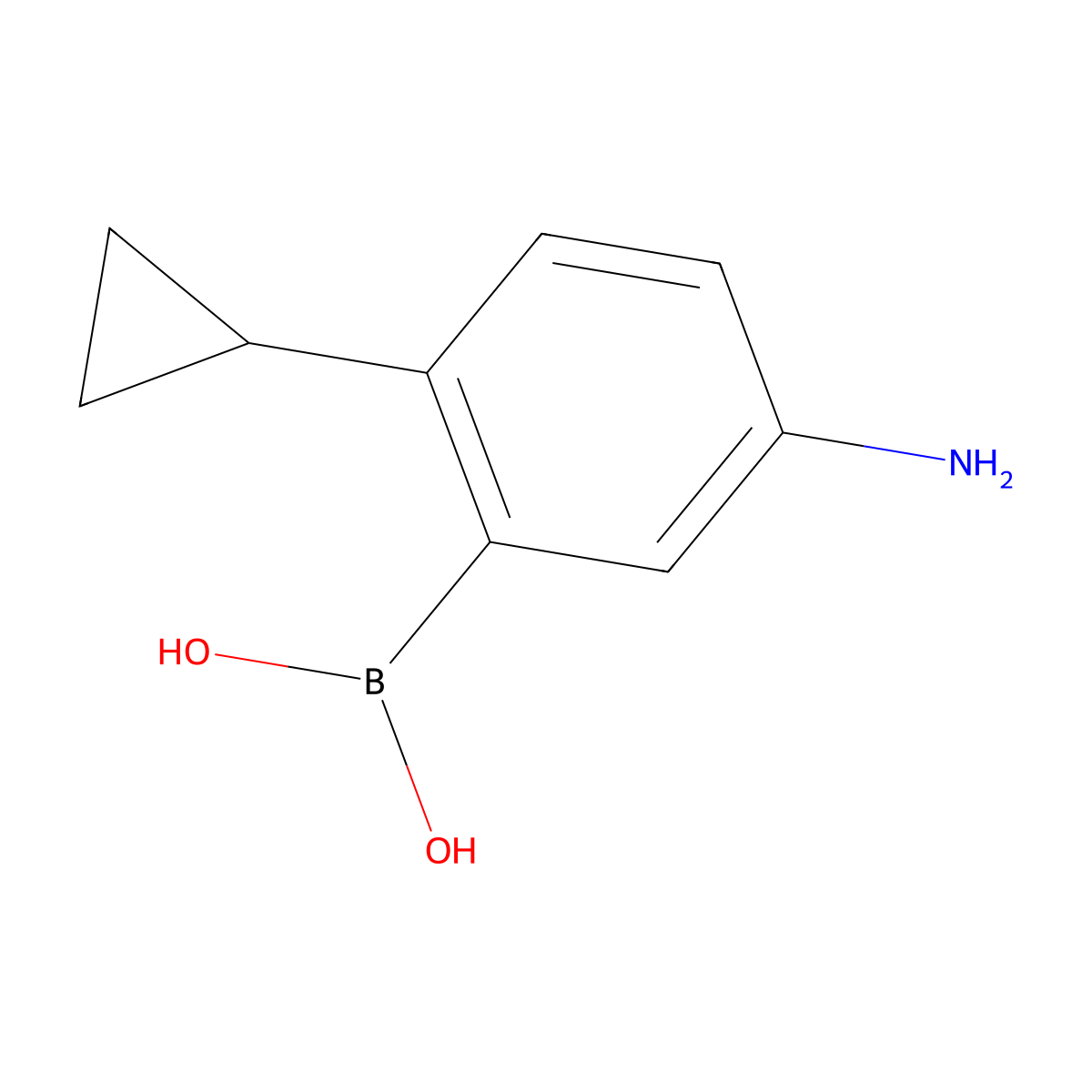 (5-Amino-2-cyclopropylphenyl)boronic acid molecular structure, CAS 2225155-84-8