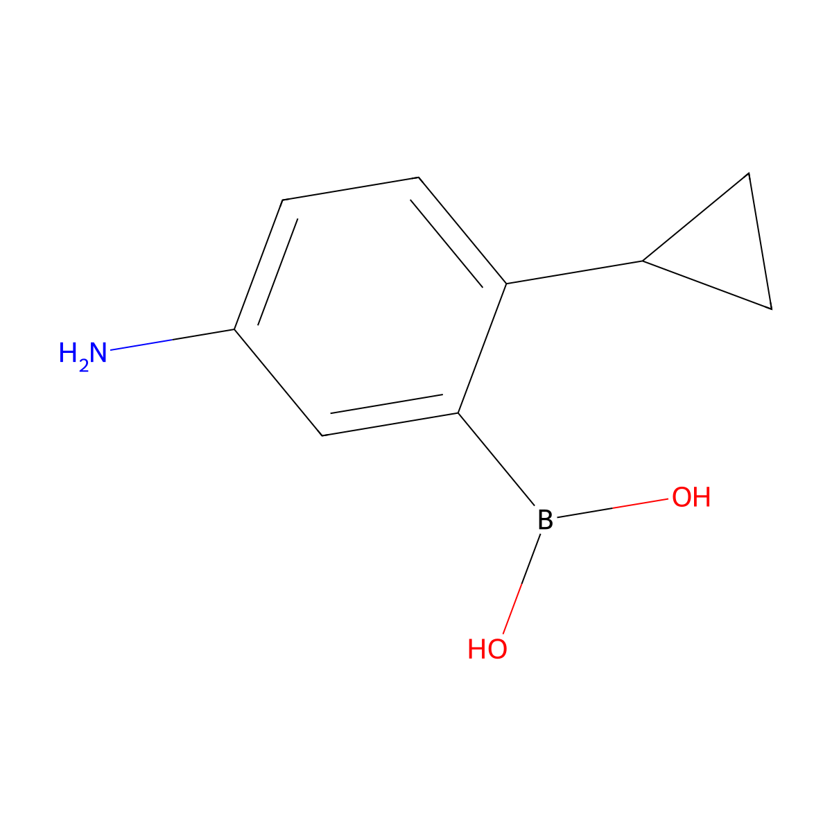 (5-Amino-2-cyclopropylphenyl)boronic acid molecular structure, CAS 2225155-84-8