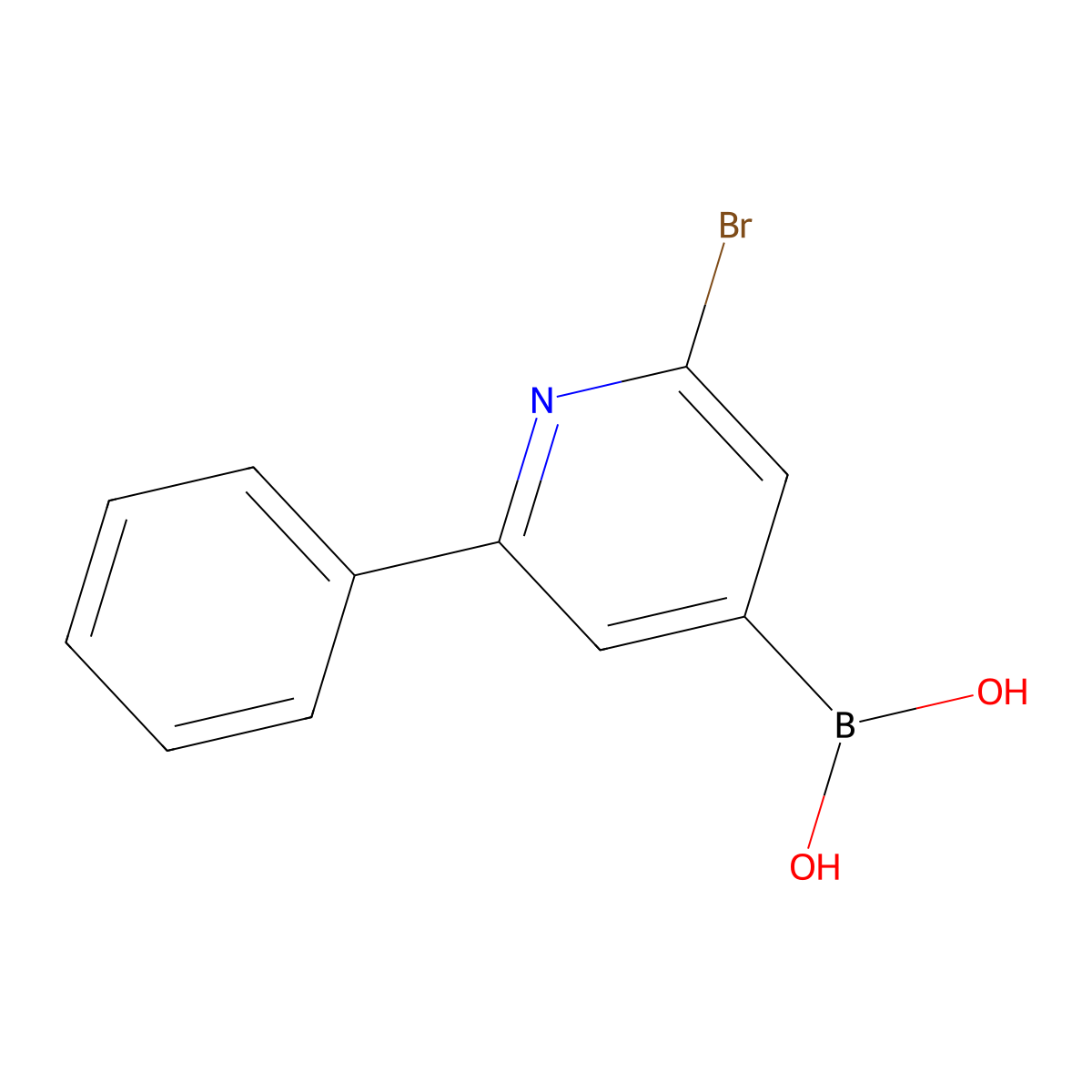 (2-Bromo-6-phenylpyridin-4-yl)boronic acid molecular structure, CAS 2225155-85-9