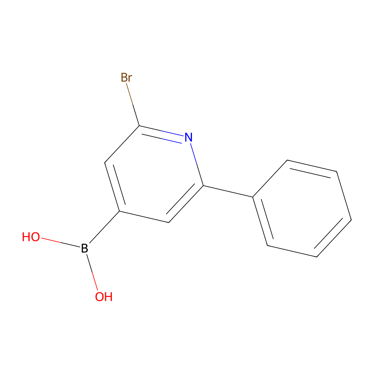 (2-Bromo-6-phenylpyridin-4-yl)boronic acid molecular structure, CAS 2225155-85-9