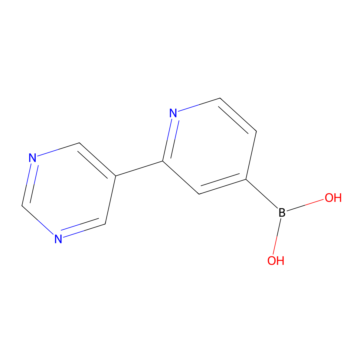 (2-(Pyrimidin-5-yl)pyridin-4-yl)boronic acid molecular structure, CAS 2225155-89-3