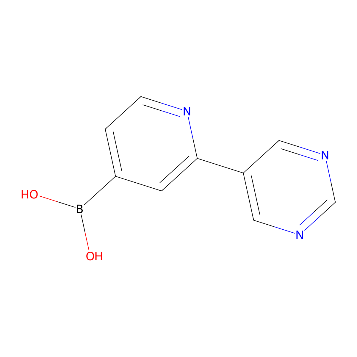 (2-(Pyrimidin-5-yl)pyridin-4-yl)boronic acid molecular structure, CAS 2225155-89-3