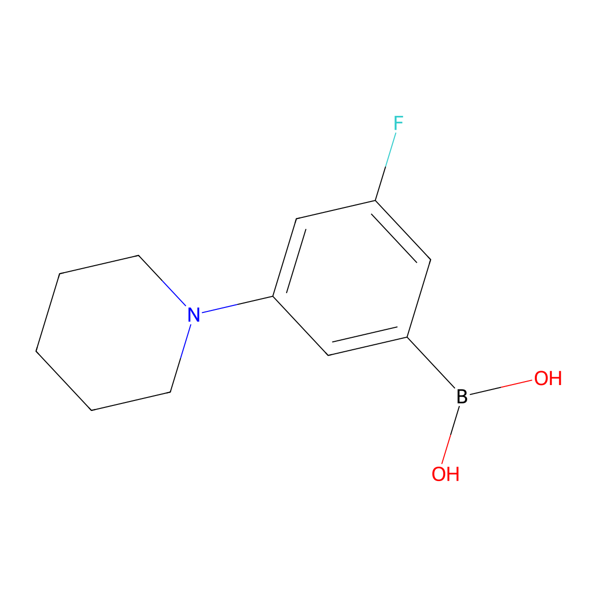 3-Fluoro-5-(piperidin-1-yl)phenylboronic acid molecular structure, CAS 2225155-90-6