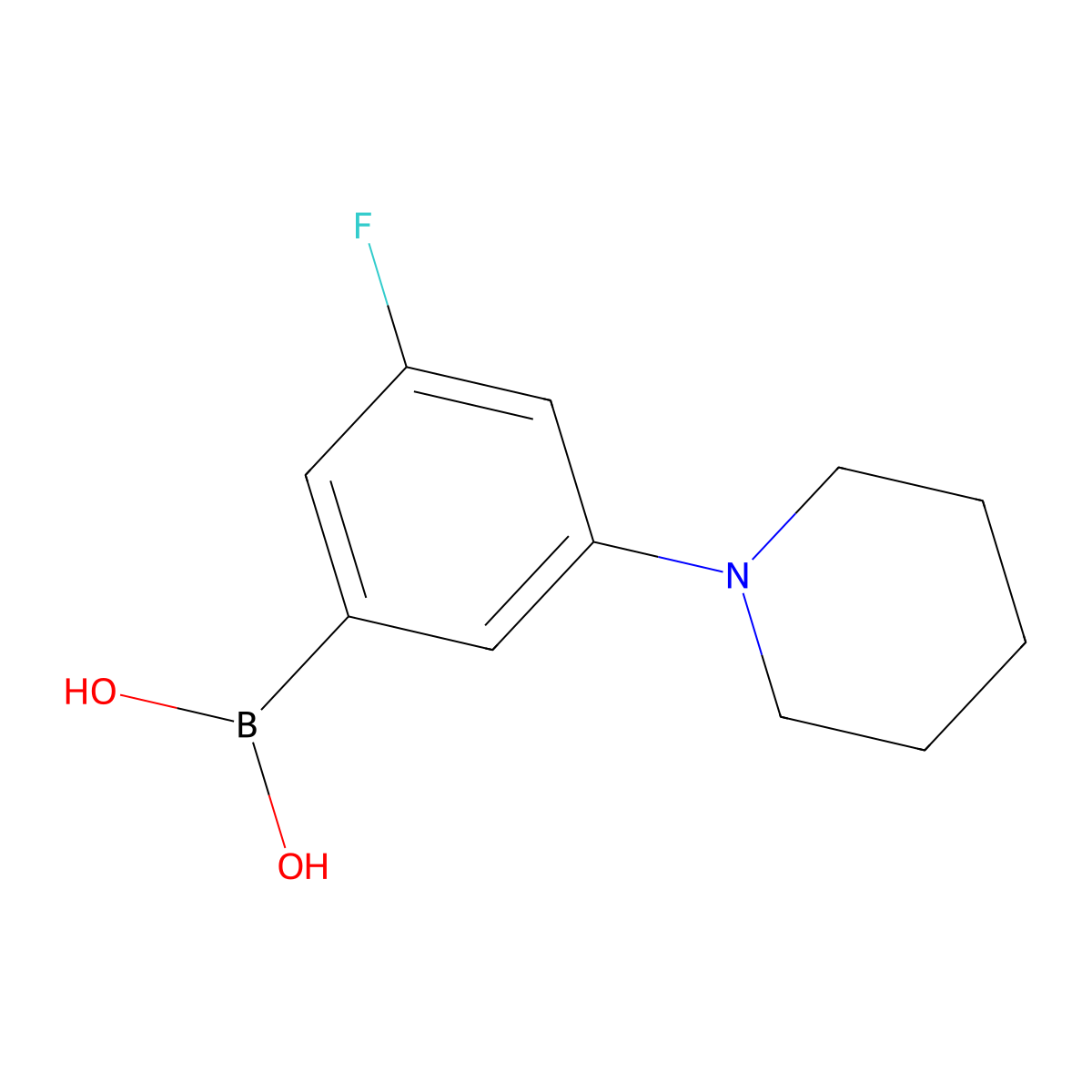 3-Fluoro-5-(piperidin-1-yl)phenylboronic acid molecular structure, CAS 2225155-90-6