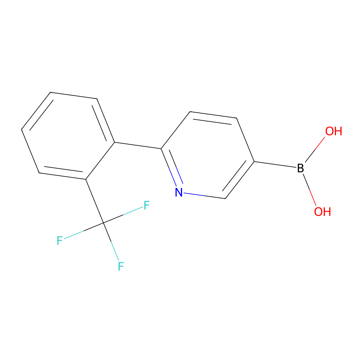 2-(2-Trifluoromethylphenyl)pyridine-5-boronic acid molecular structure, CAS 2225155-91-7