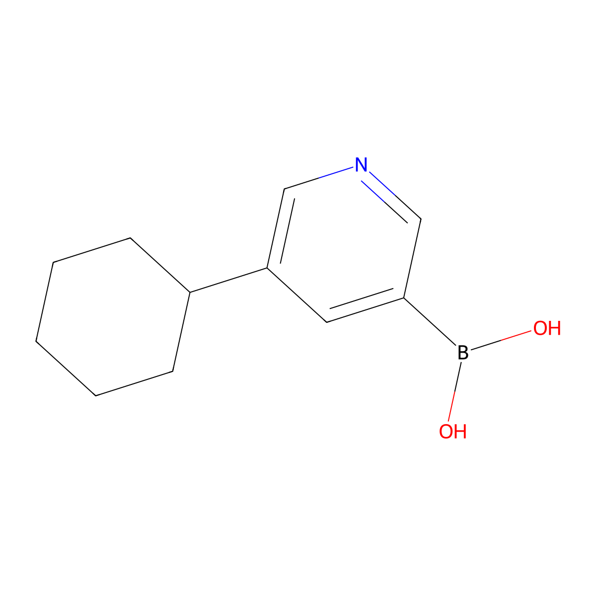 (5-Cyclohexylpyridin-3-yl)boronic acid molecular structure, CAS 2225155-94-0