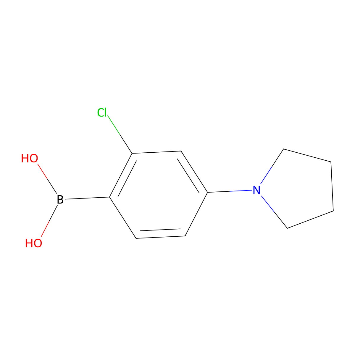 2-Chloro-4-(pyrrolidin-1-YL)phenylboronic acid molecular structure, CAS 2225156-01-2