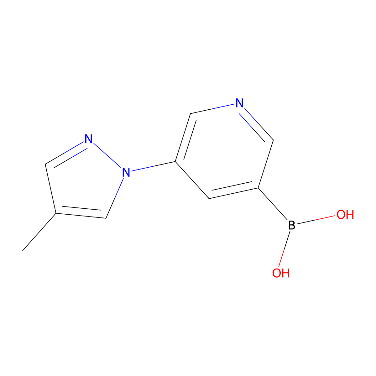 [5-(4-methyl-1H-pyrazol-1-yl)pyridin-3-yl]boronic acid molecular structure, CAS 2225156-02-3