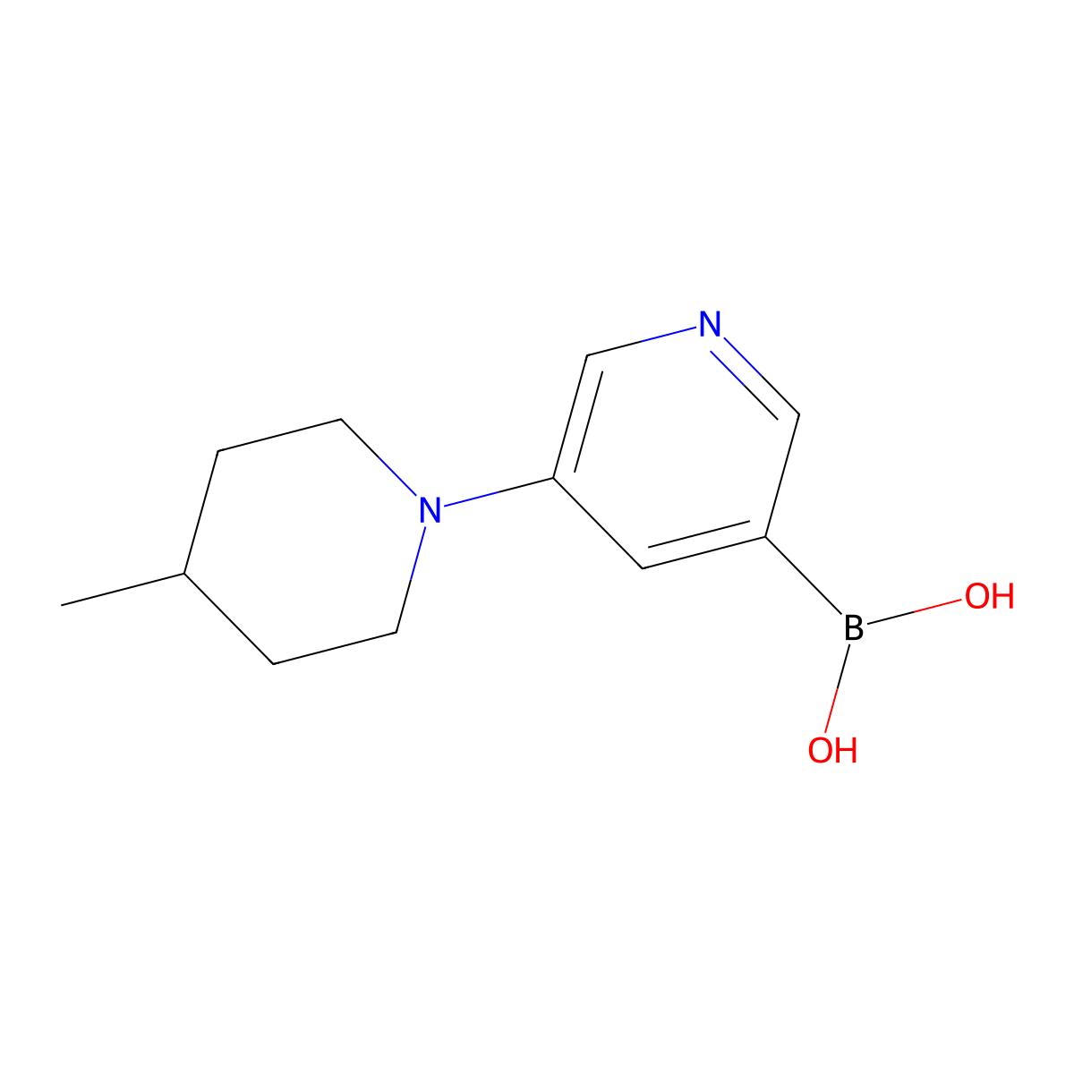 5-(4-Methylpiperidin-1-yl)pyridine-3-boronic acid molecular structure, CAS 2225168-98-7
