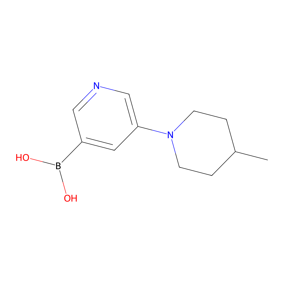 5-(4-Methylpiperidin-1-yl)pyridine-3-boronic acid molecular structure, CAS 2225168-98-7