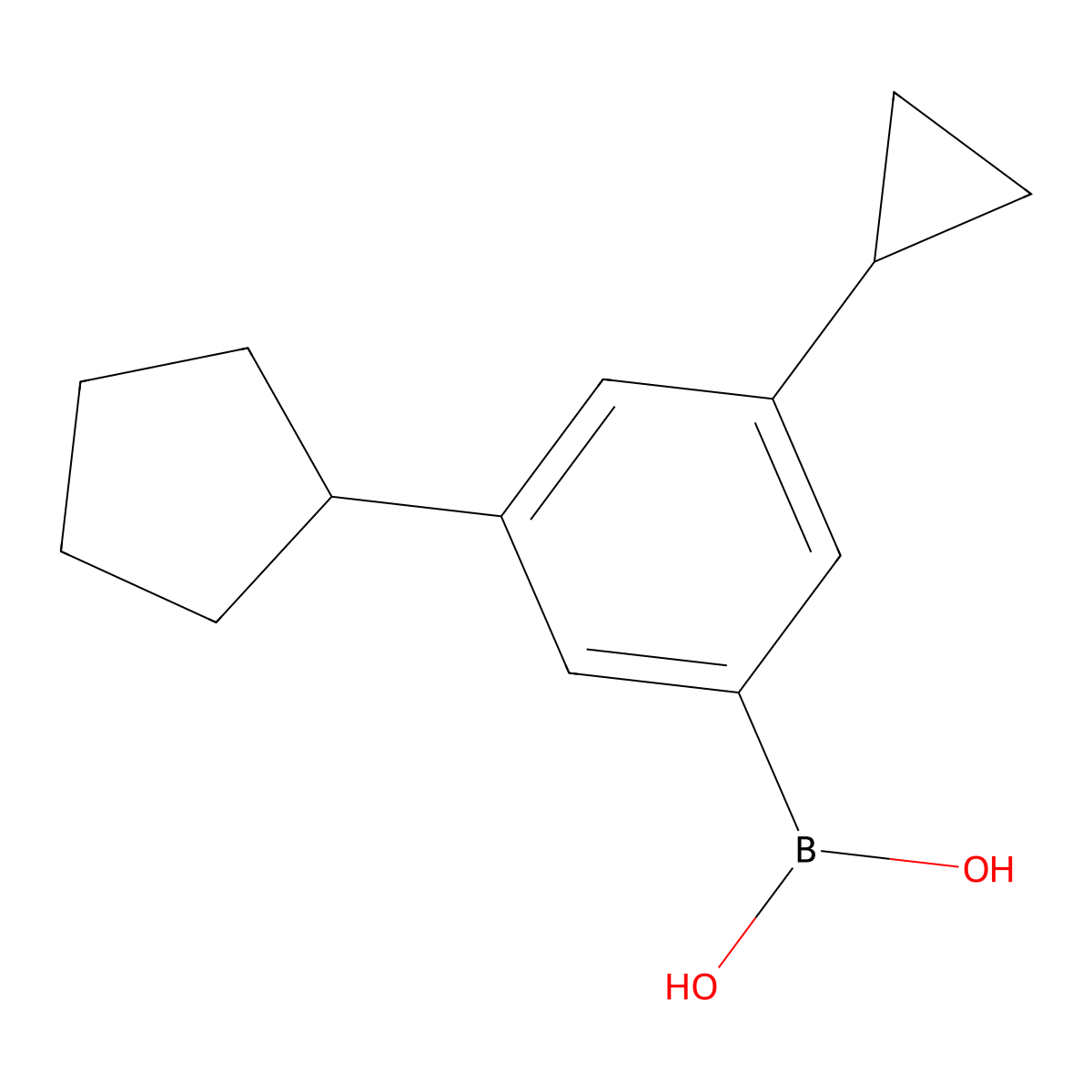 (3-Cyclopentyl-5-cyclopropylphenyl)boronic acid molecular structure, CAS 2225169-00-4