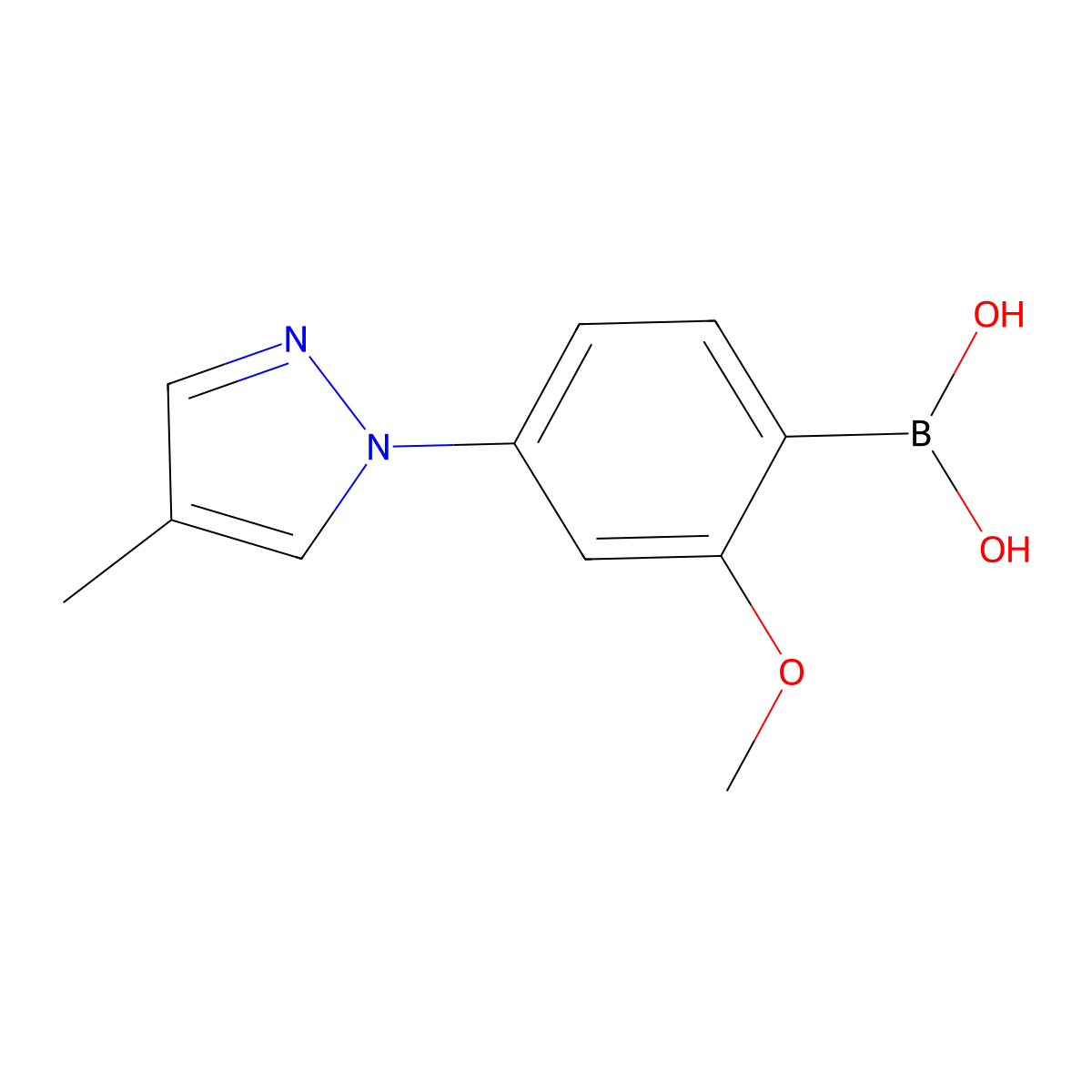 (2-Methoxy-4-(4-methyl-1H-pyrazol-1-yl)phenyl)boronic acid molecular structure, CAS 2225169-05-9