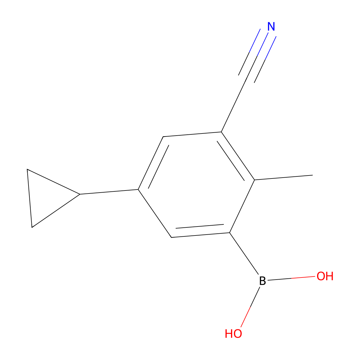 (3-Cyano-5-cyclopropyl-2-methylphenyl)boronic acid molecular structure, CAS 2225169-06-0