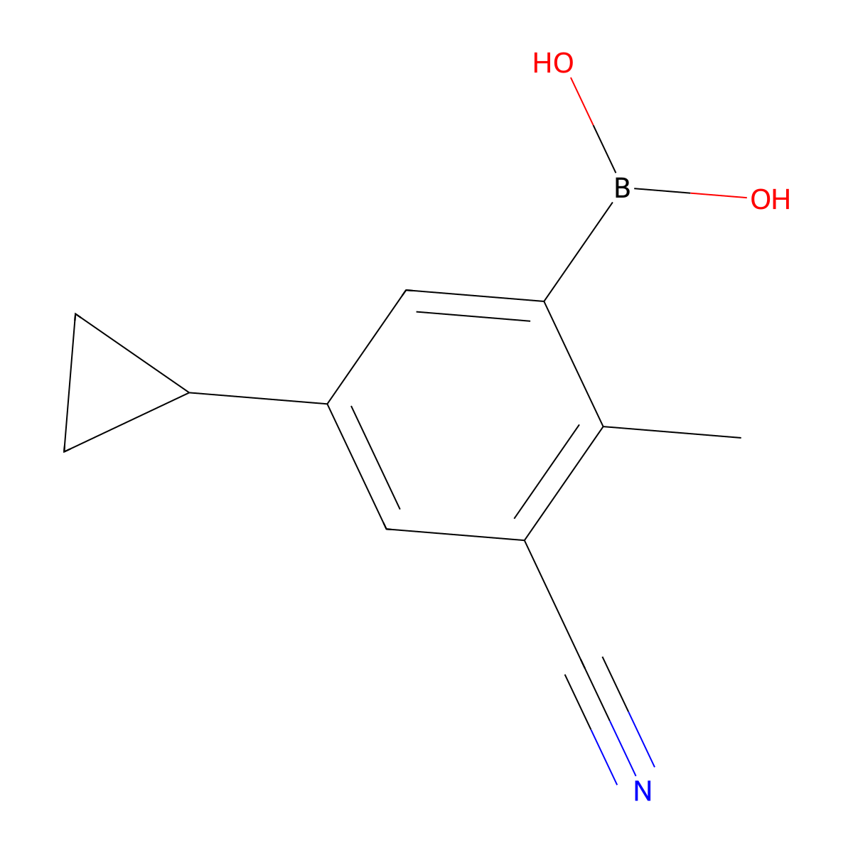 (3-Cyano-5-cyclopropyl-2-methylphenyl)boronic acid molecular structure, CAS 2225169-06-0