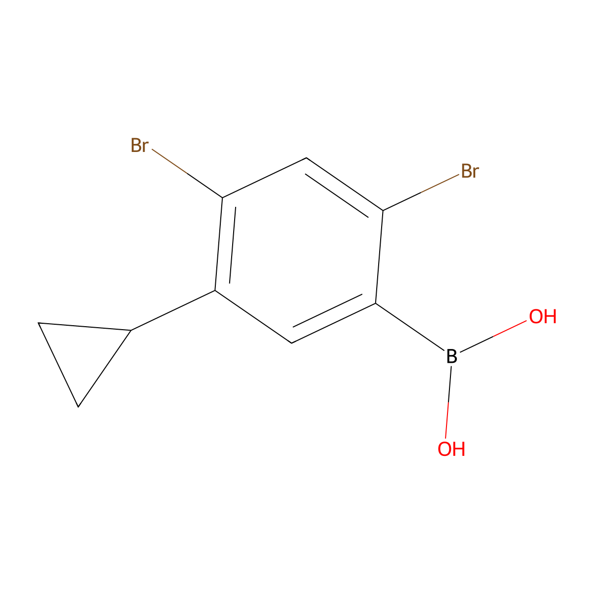2,5-Dibromo-5-cyclopropylphenylboronic acid molecular structure, CAS 2225169-07-1