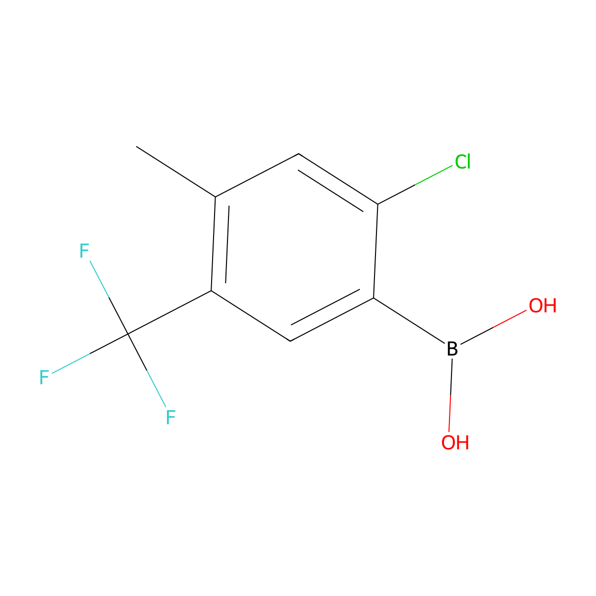 (2-Chloro-4-methyl-5-(trifluoromethyl)phenyl)boronic acid molecular structure, CAS 2225169-10-6