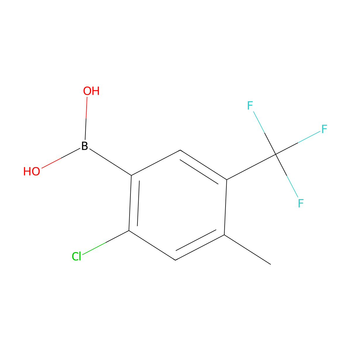 (2-Chloro-4-methyl-5-(trifluoromethyl)phenyl)boronic acid molecular structure, CAS 2225169-10-6