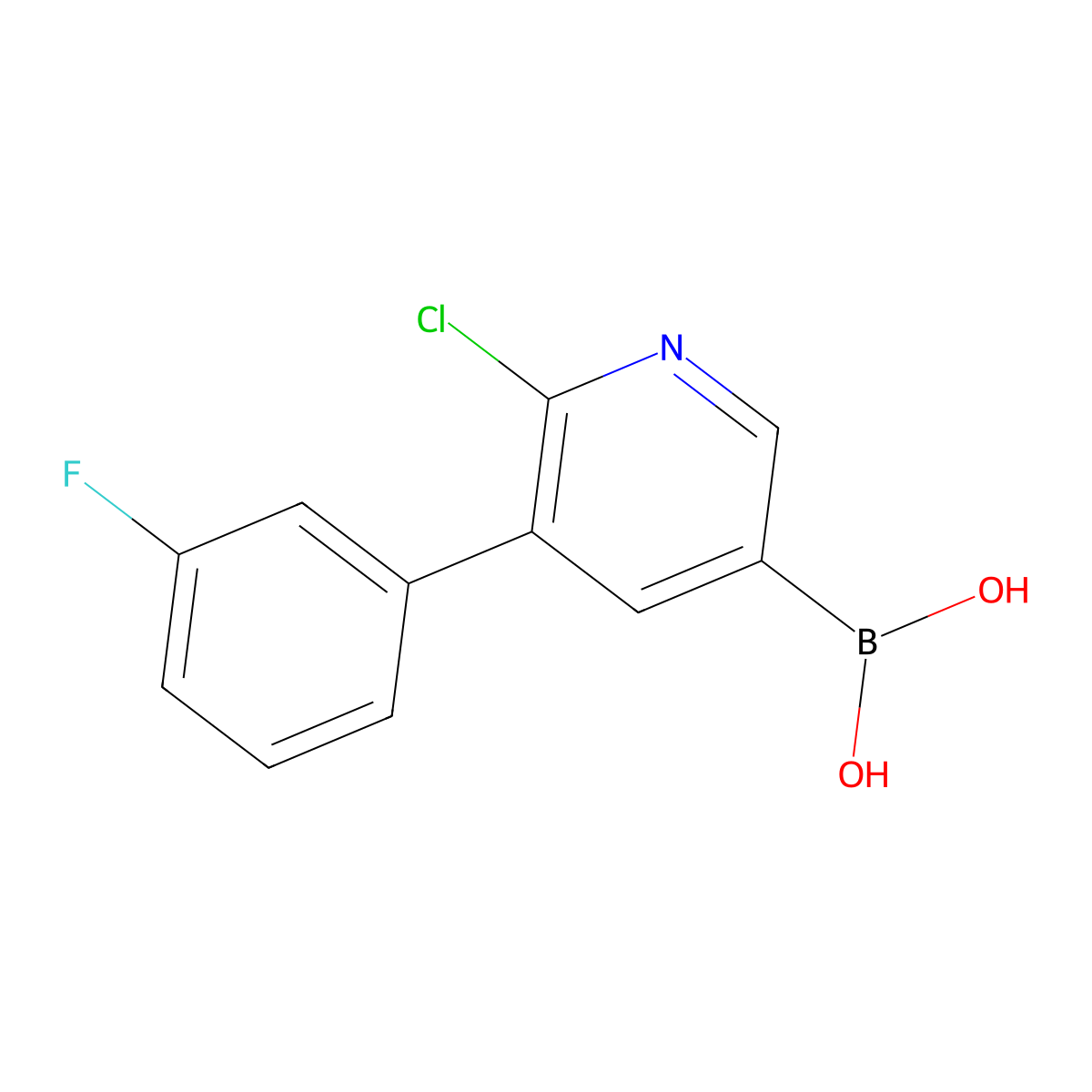 6-Chloro-5-(3-fluorophenyl)pyridine-3-boronic acid molecular structure, CAS 2225169-11-7