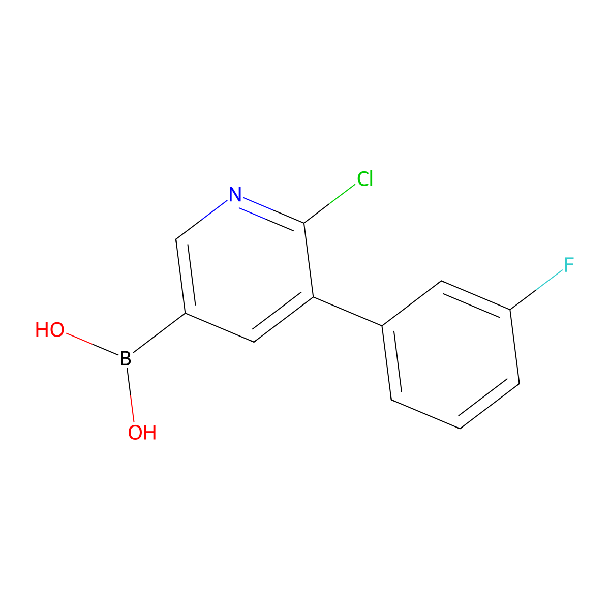 6-Chloro-5-(3-fluorophenyl)pyridine-3-boronic acid molecular structure, CAS 2225169-11-7