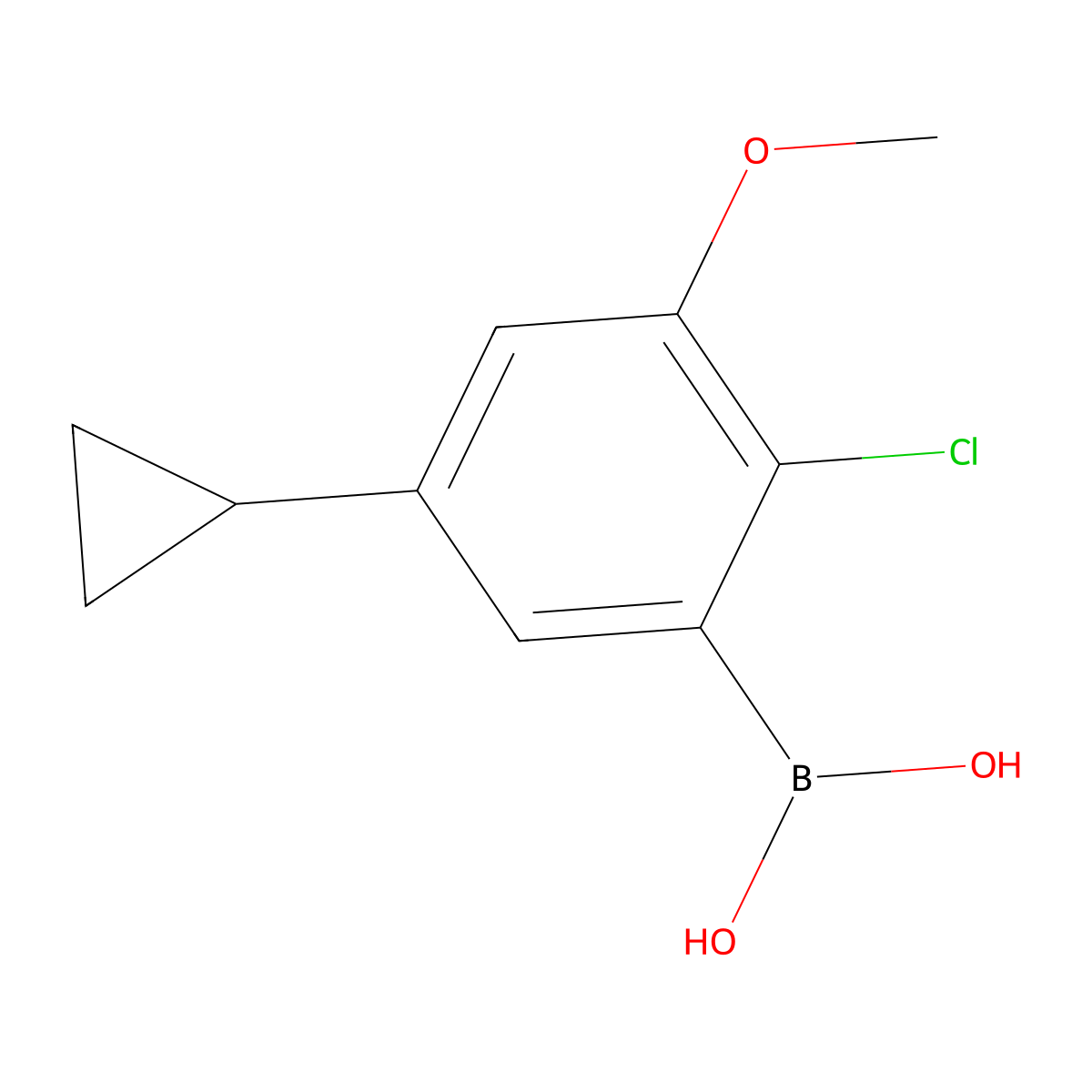 (2-Chloro-5-cyclopropyl-3-methoxyphenyl)boronic acid molecular structure, CAS 2225169-13-9