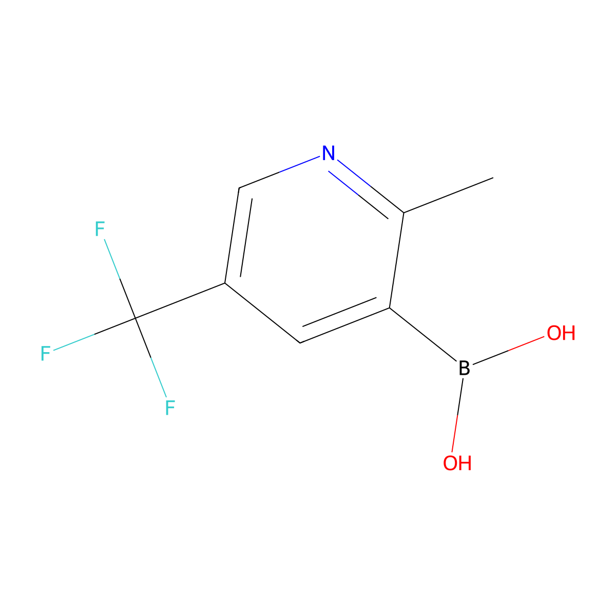 (2-Methyl-5-(trifluoromethyl)pyridin-3-yl)boronic acid molecular structure, CAS 2225169-14-0