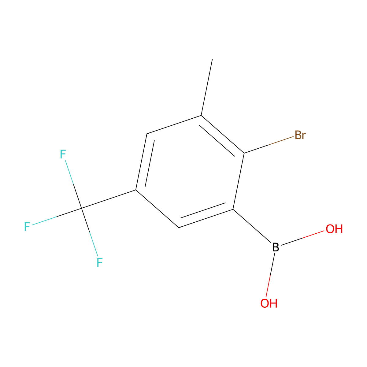(2-Bromo-3-methyl-5-(trifluoromethyl)phenyl)boronic acid molecular structure, CAS 2225169-16-2