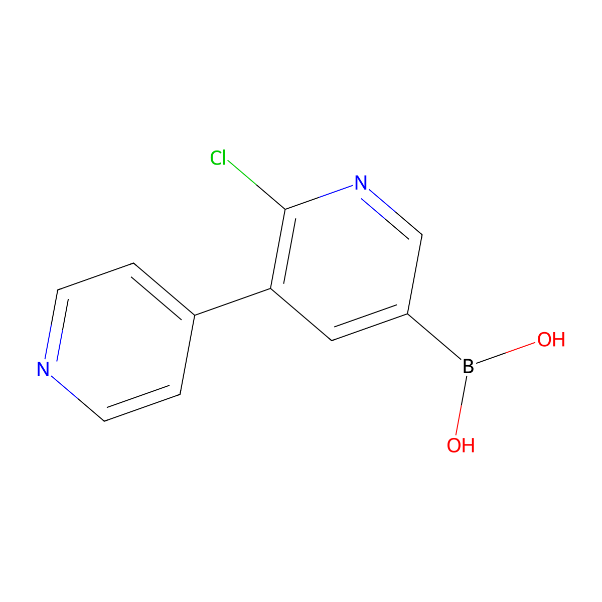 6-Chloro-5-(pyridin-4-yl)pyridine-3-boronic acid molecular structure, CAS 2225169-17-3