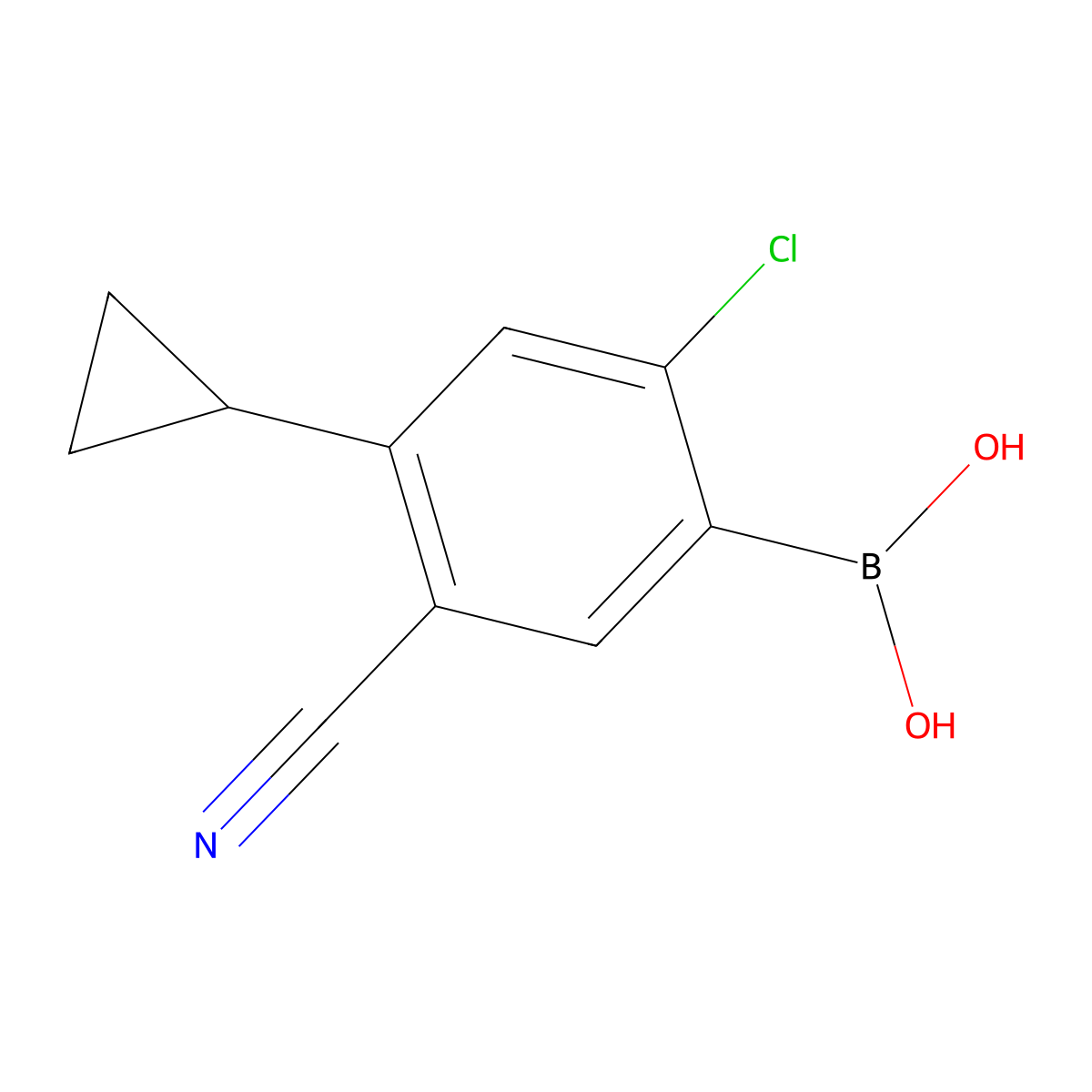 (2-Chloro-5-cyano-4-cyclopropylphenyl)boronic acid molecular structure, CAS 2225169-18-4