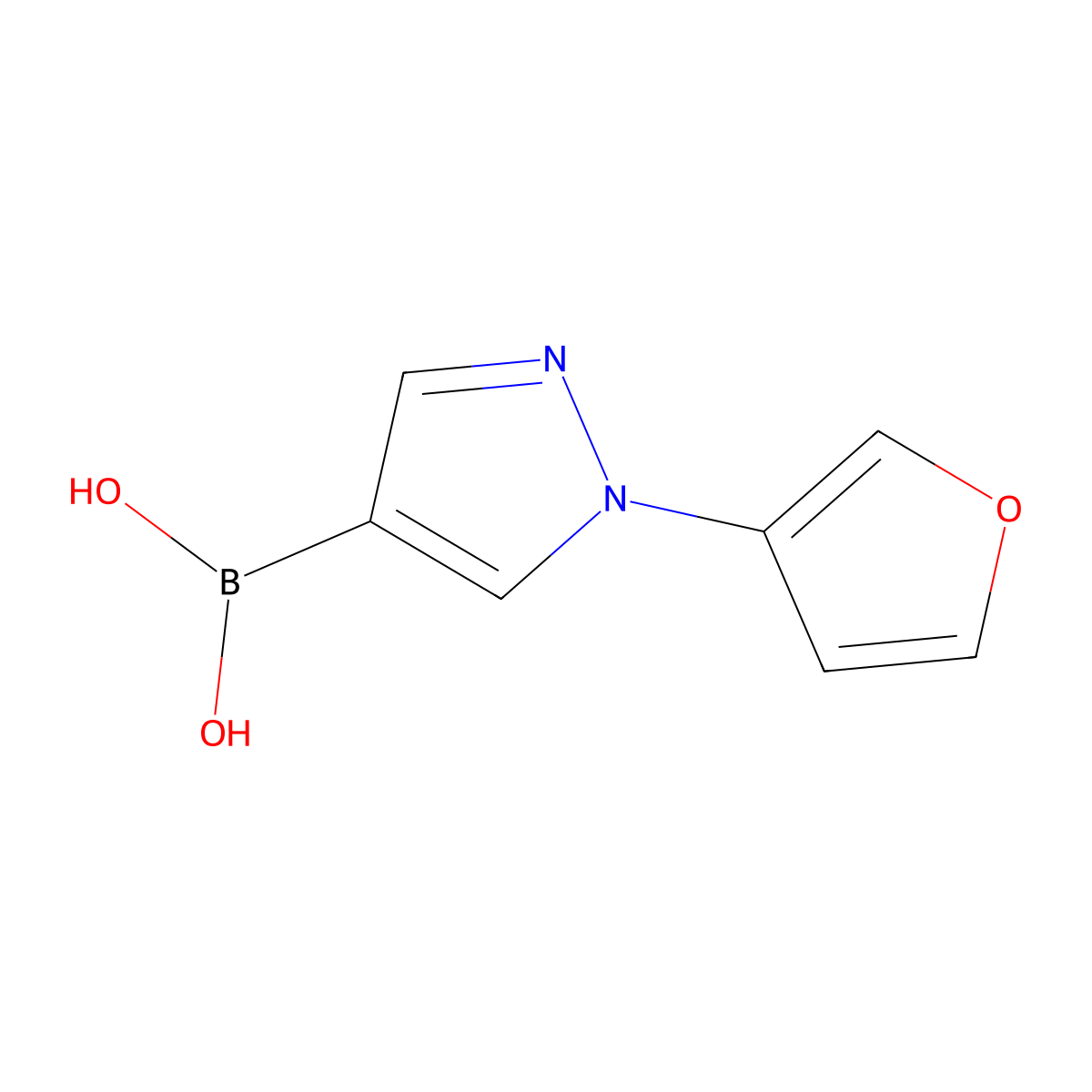 (1-(Furan-3-yl)-1H-pyrazol-4-yl)boronic acid molecular structure, CAS 2225169-19-5